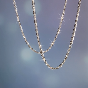 LAZO DIAMOND 375/9K White Gold Rolo Chain Necklace