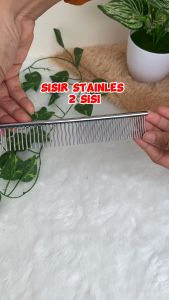 Sisir Grooming Stainless Anjing Kucing 2 Sisi - Sisir Bulu Hewan Kucing Anjing Stainless Stell - Sisir Mandi Bulu Rambut Hewan Kucing Anjing Kelinci Anti Kutu Bulu Rontok Pet Grooming Comb