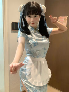 Chinese Cheongsam Short Dress Maid Uniform Halloween Christmas Cosplay Soft Girl School Uniform Skirt Traditional Chinese Style