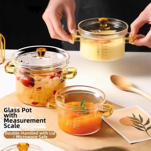 Heat Resistant Borosilicate Glass Egg Steamer Bowl With Lid And Markings