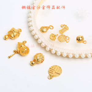 จี้ลูกปัดทองแดงชุบทองหยาบ เครื่องประดับ DIY จี้รูปเมฆโชคคู่จี้ลูกปัดเครื่องดนตรีจีน อุปกรณ์ทำเครื่องประดับ