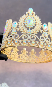 Full Round Crystal King Crown Queen Crown for Women Baroque Wedding Tiaras for Birthday Pageant Prom