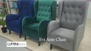 Evi Arm Chair Moden Arm Chair *Free Pillow* Fabric Chair Velvet Fabric Arm Chair Kerusi Berlengan 扶手椅