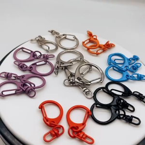 100Pcs Lobster Clasps Keychain with Swivel Snap Hook and 8mm Open Jump Ring DIY Crafts Key Chain