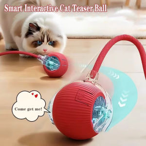 Cat Interactive Electric Toy Automatic Rolling Ball with Faux Tail - Rechargeable Smart Pet Training Toy for Dog & Cat to Imitat