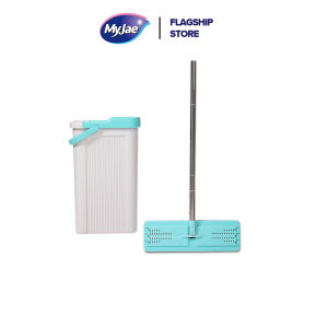MyJae Mop Rata Serat Ajaib Slide Clean Double Scraper Maxi 380 & Set Baldi – Mop Lantai Moden 360 Tanpa Basuh TanganSlide Clean Double Scraper Magic Fiber Flat Mop Maxi 380 and Bucket Set Free Handwashing 360 Mop Lantai Moden Floor Cleaning 拖把