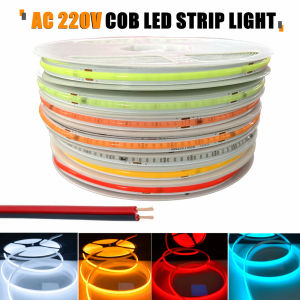10m 5m Dimmable Multicolour COB LED Strip Light 8mm 220V Flexible Tape Light Smart IC No Need Driver High Bright 240LEDs/m RA95