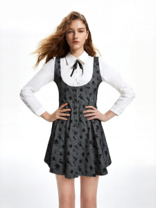 Vero Moda | Autumn New Age-Defying A-Line Contrast Panel Effect Long-Sleeve Floral Jacquard Dress