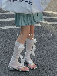 ถุงเท้าข้อสั้นลายดอกไม้ 3 มิติ ผ้าฝ้ายผสม ทรงขากระบอกยาว ลายหัวใจ ลายโบว์ ถุงเท้าผู้หญิงฤดูร้อน 2025 คอลเลกชันใหม่ สีขาว หวานๆ