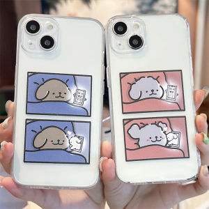 Good Night Cartoon Dog Pattern iPhone Case Transparent Couples Cute Soft Shell Mens Womens Apple 16Promax 15 14Plus Creative 13 New 12Mini