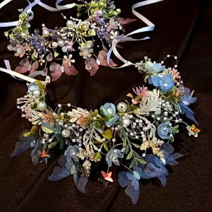 Summer Children Butterfly Forest Elf Fairy Flower Crown Wreath Headdress Girl Performance Dress Crown Headband
