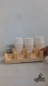 Rak Tempat Mangkok Kertas Paper Cup Bowl Holder Kraft Nasi 360ml 500ml 650ml 800ml Kayu Jati Belanda