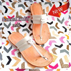 [Real pick] Sandal Wanita Kulit Sandal Flat Wanita bahan kulit sendal terumpah tali gesper terbaru bisa cod