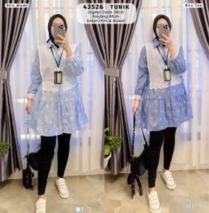 Kemeja stripe mix brukat by EXTU