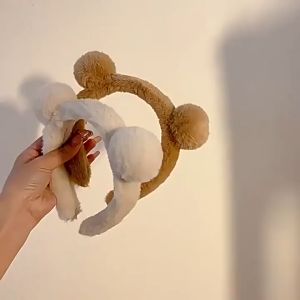 Dễ thương Plush Bear Ear Hair Strap Đối với phụ nữ hoạt hình tóc bị hỏng KALESSOT