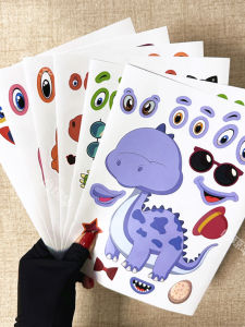 Nhãn Dán Hình Khủng Long Dễ Thương Q Phiên Bản Trò Chơi Ghép Hình Vật Liệu Giấy Trang Chủ Cho Trẻ Em Đồ Thủ Công DIY
