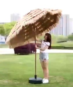 70.86 Inch Outdoor Umbrella Beach Courtyard Villa Big Umbrella Straw Thatched Sun Parasol