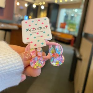 Dây Buộc Tóc Nơ Bướm Anh Đào Hoa Hồng Không Rơi Bằng Laser Màu Sắc Ảo Ảnh Cỡ Nhỏ Mini Trẻ Em Trẻ Em Dây Chun Nhỏ Em Bé