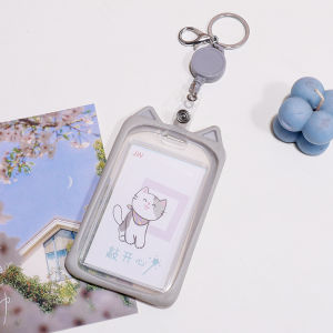 Silicone Cat Ear Badge Holder with Retractable Staff Badge Work Card Holder Sleeve ID Tag Name Badges Pass Card Cover Cute Gift