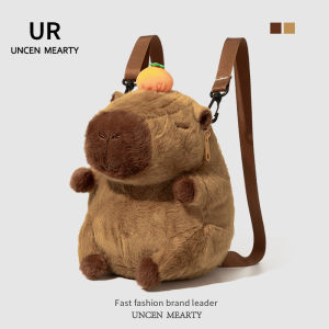 กระเป๋าเป้สะพายหลังผ้าขนสัตว์ Capybara Urum ลายการ์ตูนน่ารักสำหรับเด็กผู้หญิง กระเป๋าสะพายไหล่แบบหนังสัตว์ป่าสไตล์ใหม่ฤดูใบไม้ผลิ 2025
