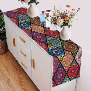 VIKAMA Phong Cách Bohemian Mandala Nghệ Thuật Vải Lanh Khăn Trải Bàn Retro Thiết Kế Đơn Giản Bàn Chạy Cho Bàn Cà Phê Trang Trí Sử Dụng Tại Nhà
