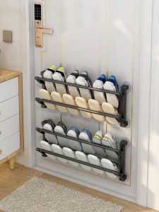 ตู้รองเท้าพับได้ติดผนังแบบไม่ต้องเจาะสำหรับประตูห้องน้ำ ชั้นวางรองเท้าแบบพับได้สำหรับจัดระเบียบในห้องน้ำ