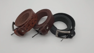 Tặng đục lỗ - Dây nịch da bò thật dập vân cá sấu DHM-324 | Khoá kim màu đen nhám thời trang | Bảo hành 12 tháng