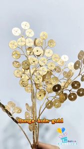 Bunga Daun Artificial Koin Gold / Tanaman Bunga Plastik Artificial Koin Gold / Bunga Imlek