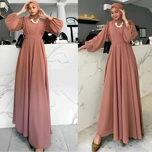 Dress Ceruty Armani Full Furing Shamara/Gamis wanita/Fashion Remaja Muslim