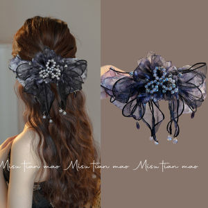 Elegant Butterfly Knot Hair Clip for Women Back of Head Half Updo Single Prong Hair Accessory High-End Fashion Hairpin