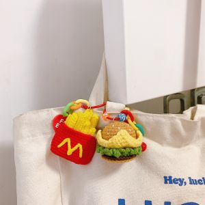 Handmade Crochet McDonalds French Fries Coca-Cola Burger Keychain Creative Hanging Ornament Cute Childrens Fun Accessory