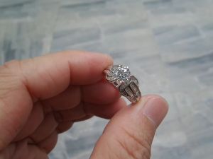 PY Beauty แหวนเพชรแท้ 925 Sterling silver (Natural Diamond) พลอยคริสตัลสวารอฟสกี้ 64 เม็ด น้ำหนัก 0.84 กะรัต เพชรแท้เกรด SI มีตำหนิค