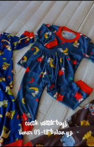 Oblong Baju Bayi Lengan Panjang dan Celana Panjang Model Pampers 3-12 Bulan Motif Full Print