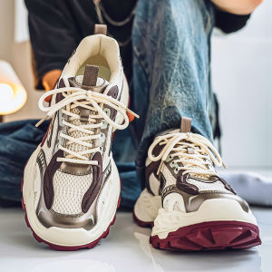 Mens Breathable Mesh Running Shoes Fall Season Casual Sport Sneakers High-End Sensation Paris Dad Shoes Teenage Heightening