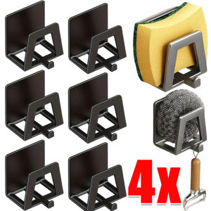 4pcs Kitchen Stainless Steel Sponges Racks / Punch Free Strong Adhesive Sink Storage Rack / Wall Holder Organizer