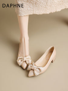 Daphne | Bow Decor Coarse Heeled Pumps