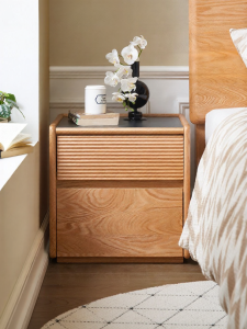 YUANSHI YUANSU | Solid Wood Modern Minimalist Bedside Storage Cabinet