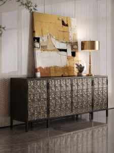 Designer Modern Crystal Brick Dining Room Storage & Wine Cabinet