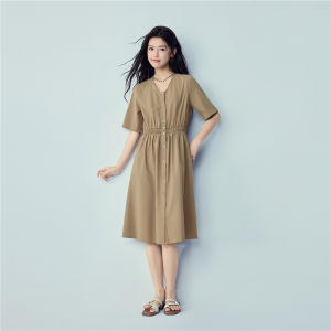 Giordano | Summer New Casual V-Neck Elastic Waist Dress