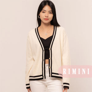 RIMINI - Atasan Wanita Berlengan Panjang Stripes Knit Size S-L - Boupha Cardigan 3007