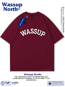 Wassup North Chinese Fad Short-Sleeved T-shirt Baby Boy and Girl Summer Pure Cotton Half-Length Sleeve Underwear Blouse Loose Printed Shirt