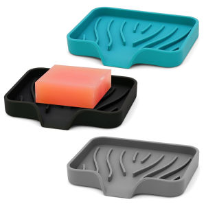 Silicone Soap Dish with Drain Kitchen Soap Tray Shower Self Draining Soap Dish Soft Bathroom Soap Holder for Kitchen Bathroom
