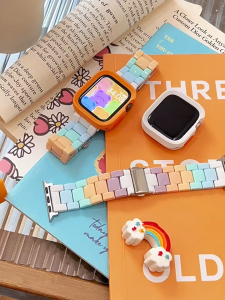 Rainbow candy strap for iwatch 8 7 6 ultra 49mm plastic strap for iwatch 45mm 44mm 42mm 41mm 40mm