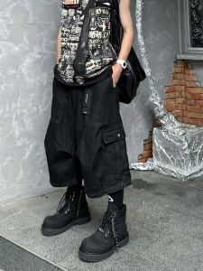 American Retro High Street Mens Loose Washed Denim Wide Leg Cargo Pants High Waist Seven-Foot Jeans Trendy Autumn Wear