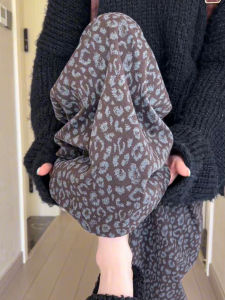 Quần Ống Rộng Họa Tiết Da Báo Cạp Cao Cho Nữ Mùa Thu 2025 Quần Thể Thao Thường Ngày Rộng Rãi Thoải Mái Thoáng Khí