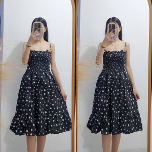 BABYDOLL DRESS TALI WANITA/ DRESS TANKTOP/DRESS SMOCK FULL TALI BISA DIATUR