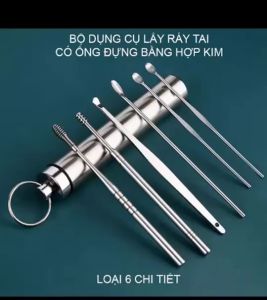 Bộ dụng cụ lấy ráy tai kèm ống đựng bằng hợp kim gọn và tiện dụng loại 6-7 chi tiết tùy chọn