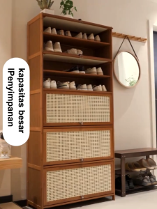 Lemari Sepatu Kayu/Lemari Sepatu/Lemari Sepatu Rotan/Kapasitas Besar/Rak Sepatu Tertutup Shoe
