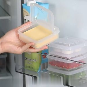 2pcs Cheese Storage Box Refrigerator Storage Garlic Butter Food Storage