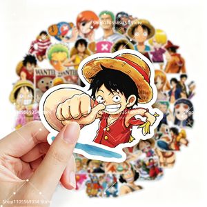 Bandai | 50pcs One Piece Cartoon Sticker Birthday Party Decoration Favor Gift DIY Graffiti Skateboard Suitcase Guitar Prize Supplies